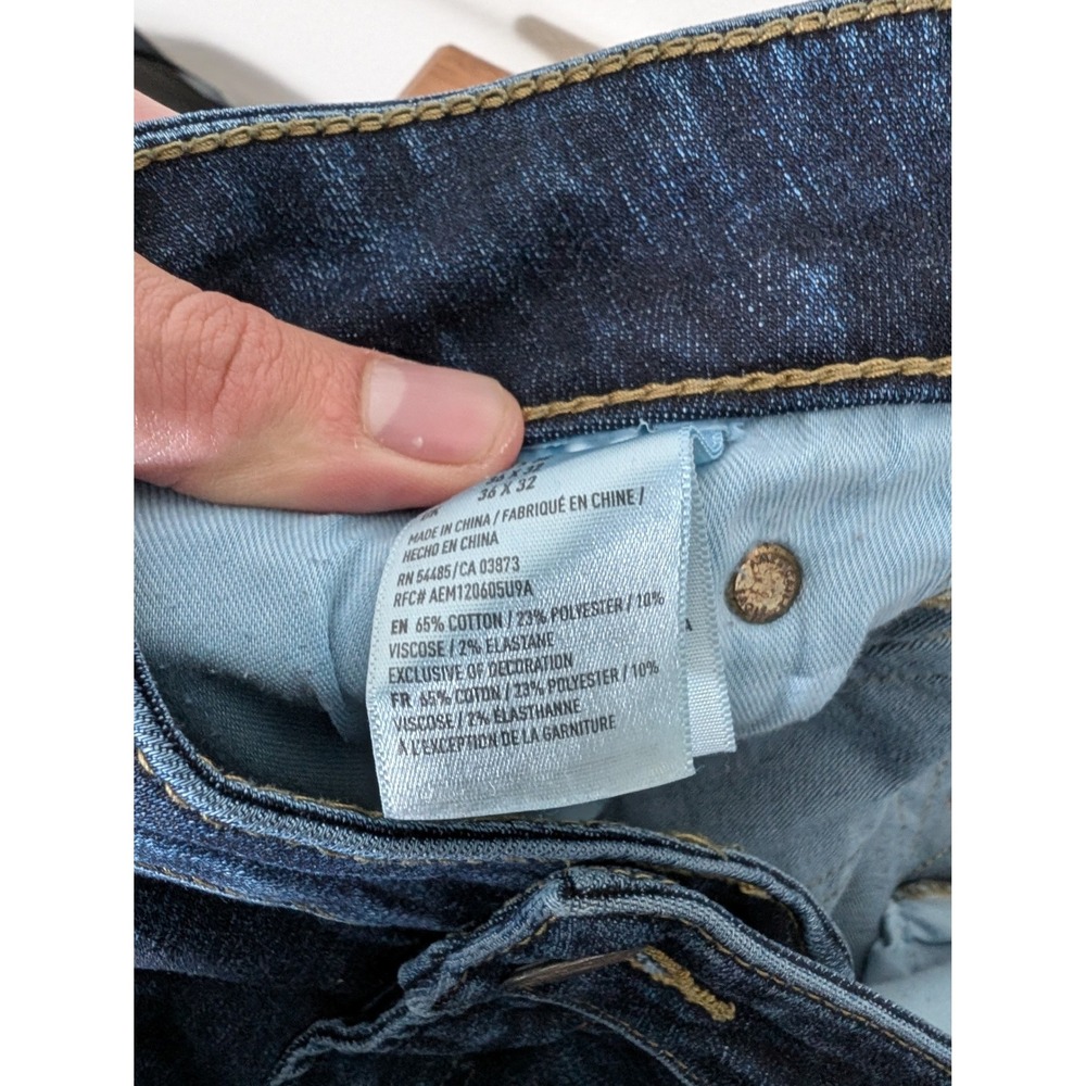 American Eagle Original Straight 36/32 Fit Jeans Mens Dark Wash Indigo Denim - Picture 3 of 12